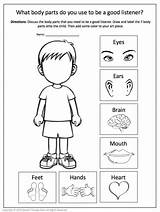 Listening Body Worksheets Skills Social Kids sketch template