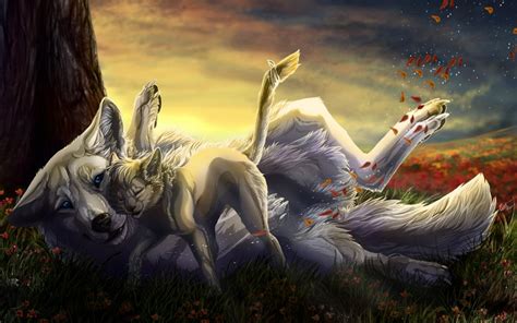 Spring Wolf And Cat Play By Sanuya1 On Deviantart