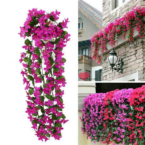 artificial violet hanging flowers vines plants home garden indoor outdoor decor walmartcom