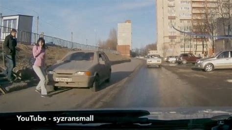 Russian Dashcam Captures Moment Woman Is Hit By A Car Daily Mail Online