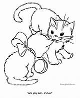 Coloring Kitten Pages Sheets Cat Cats Printable Cute Kittens Ball Print Animal Color Puppy Colouring Adults Playing Play Cool Kids sketch template