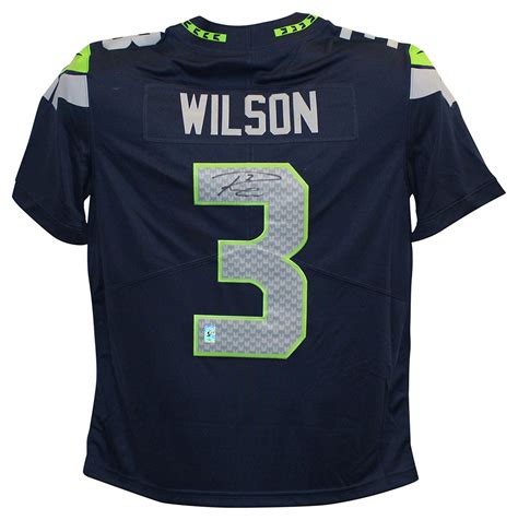 Russell Wilson Autographed Seattle Seahawks Nike Large Blue Jersey