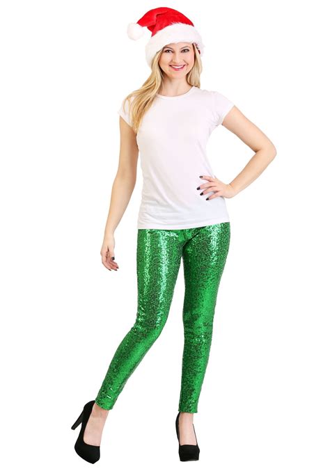 Tipsy Elves Women S Green Sequin Leggings Sequin