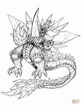 Godzilla Coloring Pages Space Ultimate Drawing Shin Printable Color Creatures Fantasy Mythology sketch template