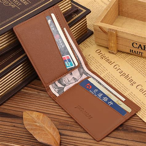 men leather bifold cards holder slim wallet money purse billfold coffee  design dollar slim