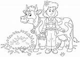 Milk Maid Cow Milkmaid Vector Illustrations Milking Cartoon Coloring Dairymaid Bucket Smiling Holding Friendly Standing Near Cute After Her Clip sketch template