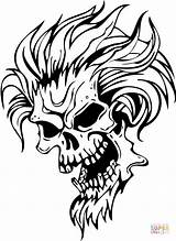 Coloring Evil Demon Pages Skull Drawing Hair Stencils Tattoo Monster Printable Face Demonic Skulls Sticker Template Color Stickers Airbrush Stencil sketch template