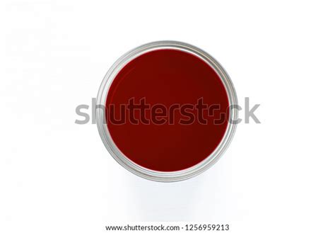 red paint pot isolated  white stock photo edit