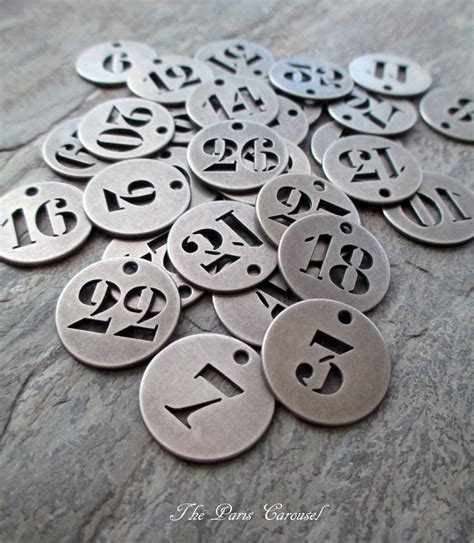 number charms  metal tags industrial silver toned pewter etsy