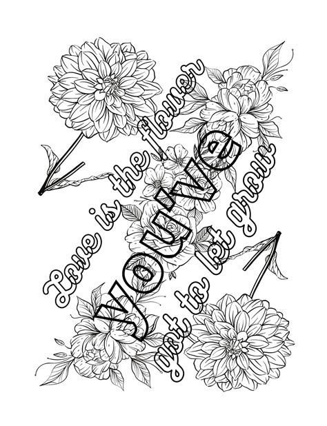 flower quotes coloring pages  adult flower quotes coloring etsy
