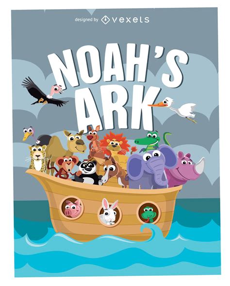 cartoon noahs ark poster vector