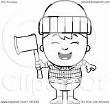 Holding Cartoon Lumberjack Axe Boy Happy Coloring Clipart Cory Thoman Outlined Vector Regarding Notes sketch template