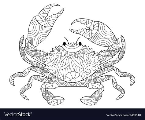 crab coloring book  adults royalty  vector image
