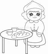 Table Coloring Girl Beside Kids Book Clipart Useful Preview Illustration sketch template