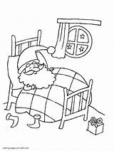 Pages Coloring Sleeping Santa Christmas Printable Holidays sketch template