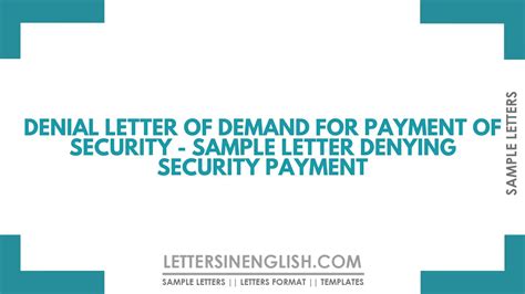 denial letter  demand  payment  security sample letter denying
