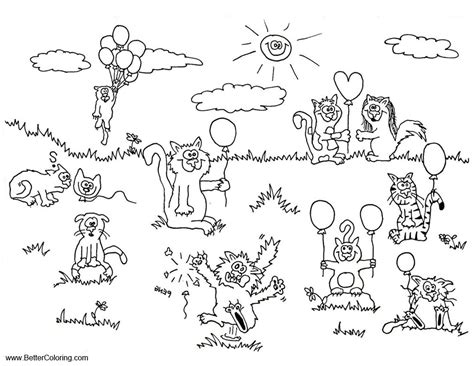 summer fun coloring pages animals  balloons  printable