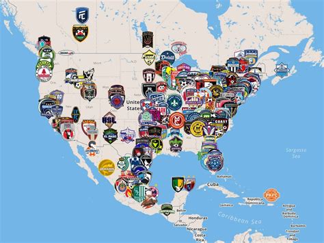 map  footballsoccer clubs  north america work  progress rmls