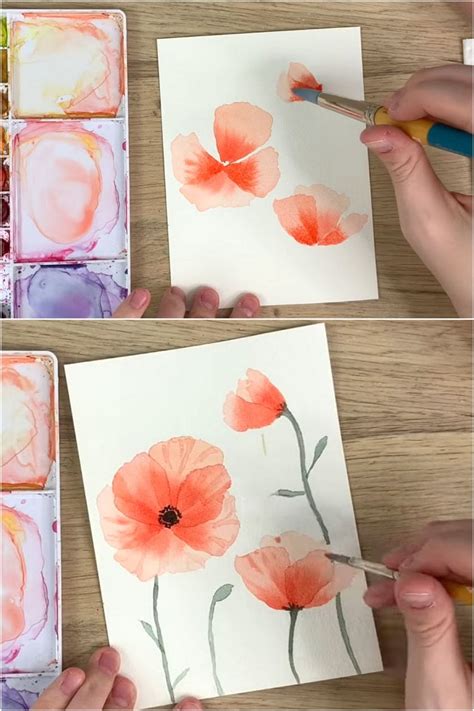 watercolor flowers tutorials   piece  rainbow