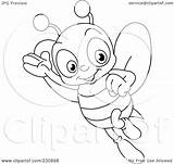 Bee Outline Coloring Happy Clipart Illustration Royalty Yayayoyo Rf Background Version sketch template