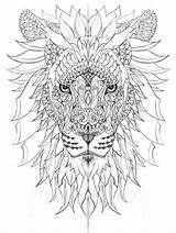 Leeuw Dieren Volwassenen Coloriage Tijger Kleurplaten Omnilabo Mandalas Downloaden Moeilijke Zentangle sketch template