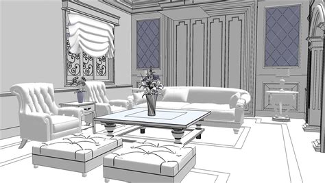 sketchup texture  sketchup  model living room