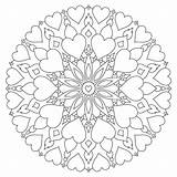 Mandala Hearts Cuori Valentine Hart Kleurplaat Mandela Bloemen Kleurplaten sketch template