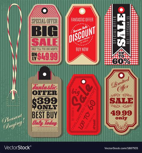 set  vintage style sale tags design royalty  vector