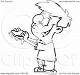 Boy Happy Jam Sandwich Cartoon Clipart Messy Coloring Toonaday Outlined Vector Regarding Notes sketch template
