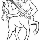Centaur Coloring Mythology Greek Sharp Sword Knight sketch template