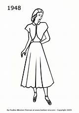1948 Silhouettes Fashion History sketch template