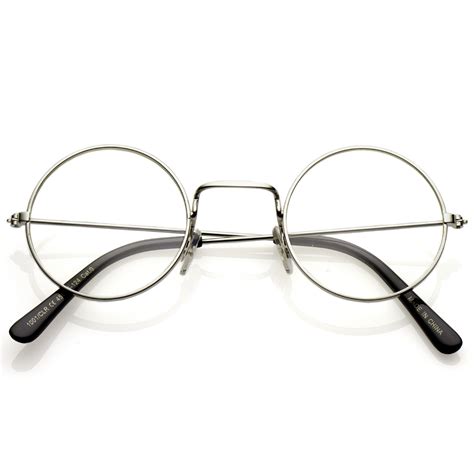 vintage inspired round metal frame clear lens glasses zerouv