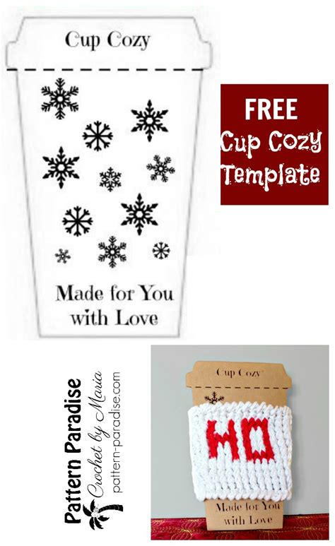 printable holiday cup cozy template pattern paradise