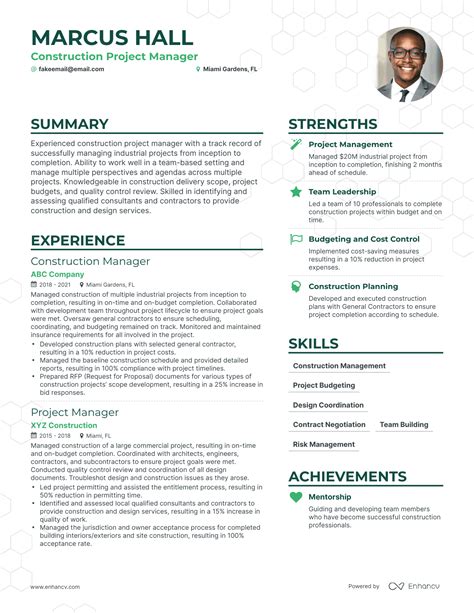 construction project manager resume examples guide