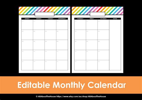 printable blank monthly calendar  pages calendar template printable