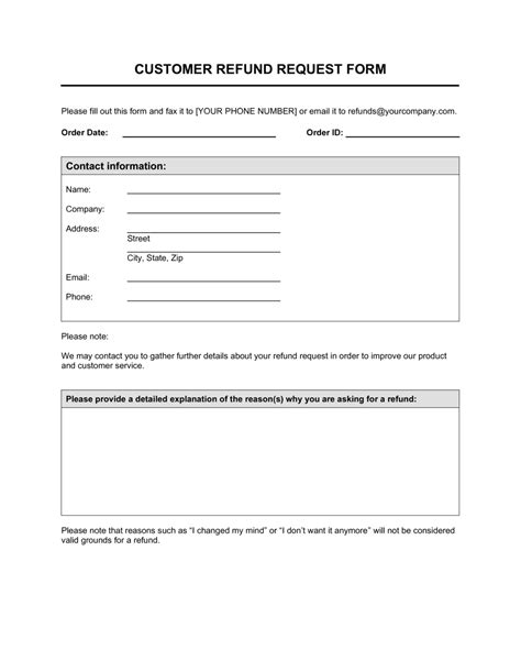 refund request form template  business   box