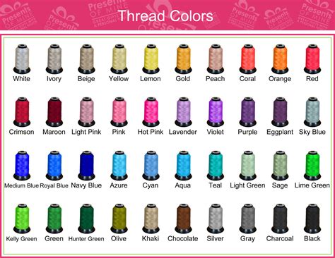 thread color chart presents