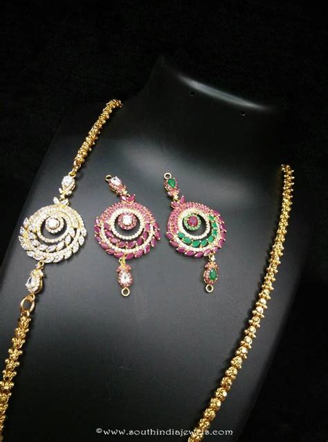 stunning imitation chains  side mogappu south india jewels