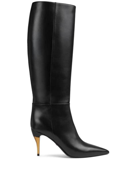 gucci mid heel leather boots farfetch