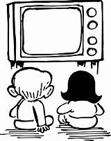 Watching Tv Drawing Boy Getdrawings sketch template