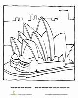 Sydney Opera Coloring House Worksheet Pages Australia Bridge Harbour Drawing Education Worksheets Colouring Australian Designlooter Landmarks Color Map Sheet Geography sketch template