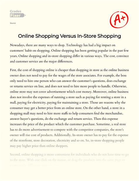 comparison  shopping    store shopping essay