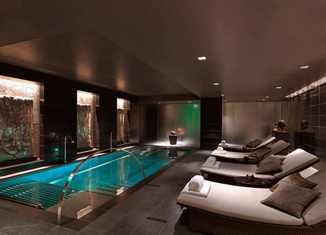 indoor swimming pool  chaise lounges