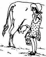Cow Milking Girl Pages Coloring Start sketch template