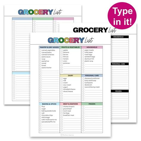 master grocery list template printable editable   savvy sparrow