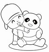 Pocoyo Hug Coloring Panda Pages Posing Friends 640px 92kb Getcolorings sketch template