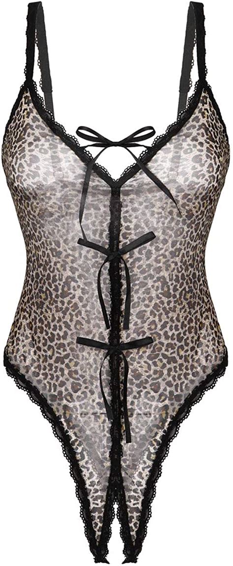 aiihoo women s sexy leopard print teddy lingerie deep v