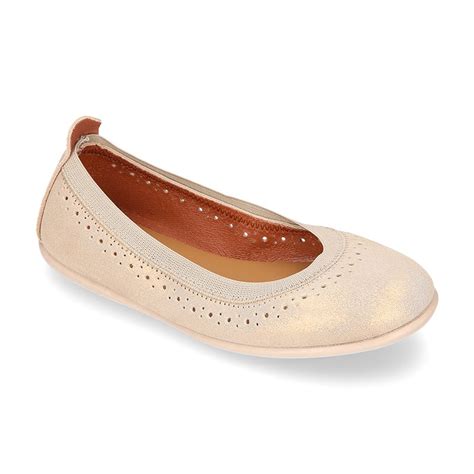 Shiny Suede Leather Ballet Flat Shoes With Elastic Band And Perforated