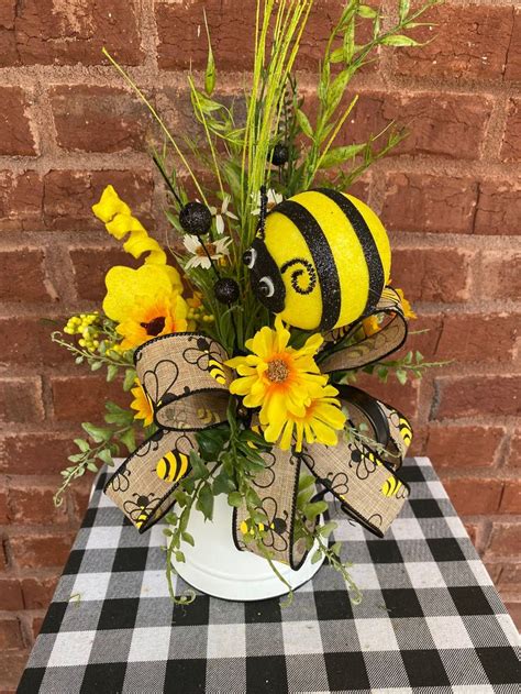 bumble bee floral centerpiece summer table decor