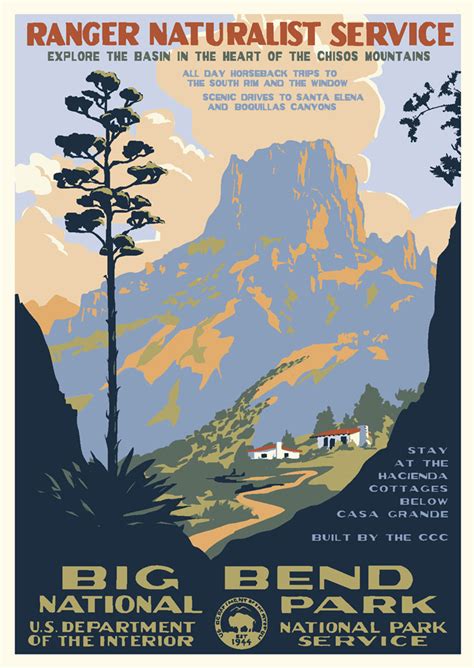 big bend national park vintage poster discovernworg